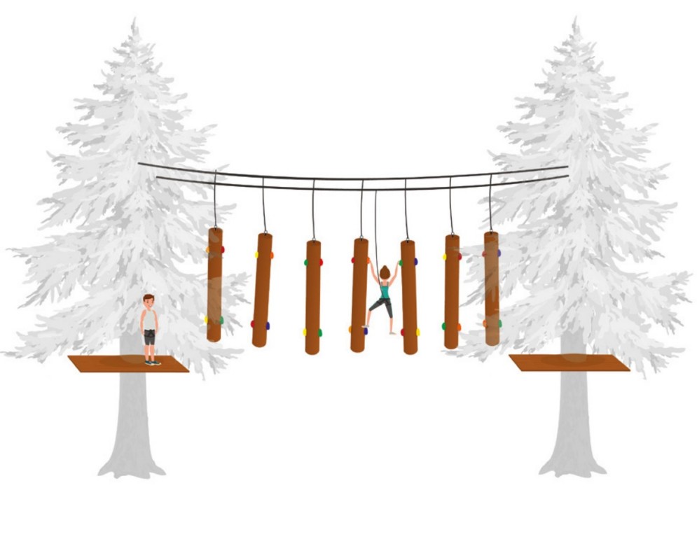 冒险公园 悬挂障碍 攀爬蝙蝠